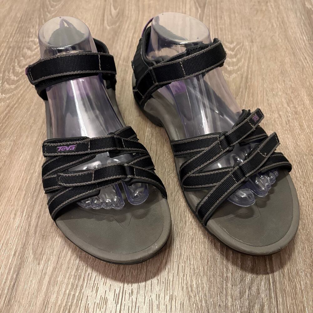 Teva Women’s Sport Sandals Sz 9 Black Purple Strappy Adjustable Comfort Outdoor